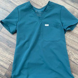 Figs Catarina Scrub Top XXS in Carribean Blue